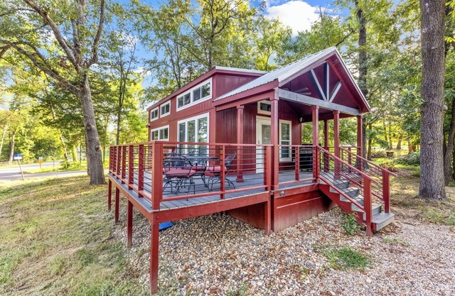 Luxury Tiny Home with Private Sand Beach Lake Access and Hot Tub