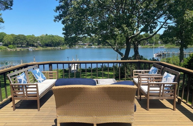 Luxury waterfront beach house with dock, kayaks canoe, paddle-board and hot tub