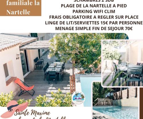 Maison Familiale avec Piscine Privée, plage à pied, Frais Obligatoires à régler à l'arrivée, Linge 15e par pers & Ménage 70e par séjour voir profil Mandatory fees in cash to be paid on arrival linen 15e per person 70e housekeeping per stay