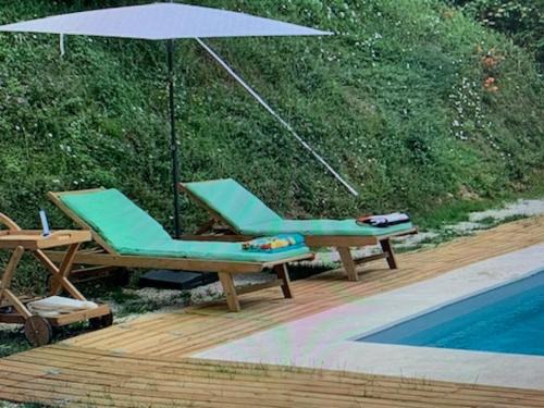 Maison Les Volets Rouges, vue et piscine privée, côté Sarlat