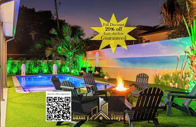 Majestic Lion Villa 14min 2 Beaches 12Bds HEATED POOL SPA GAME ROOM BBQ Wifi