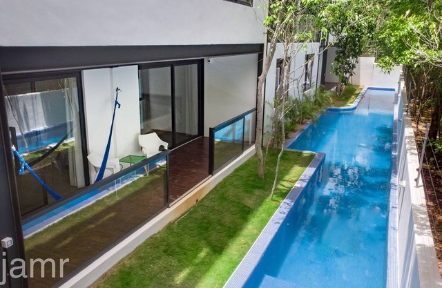 Vista de las ruinas mayas, Lux, exclusivo, zen, nuevo y acogedor apartamento completo