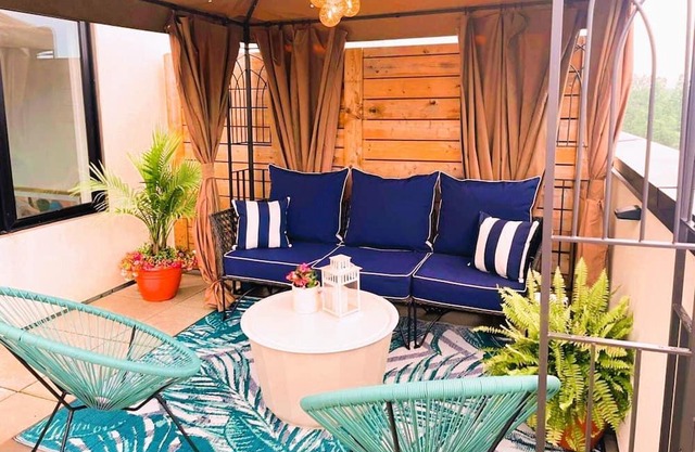 Mediterranean Lounge with Rooftop Patio