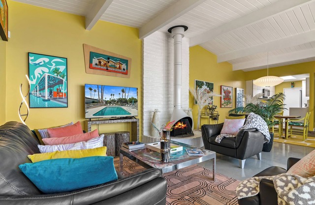 Mid Century Modern/ beach decor welcome you to this 2 bed, 2 bath spacious condo