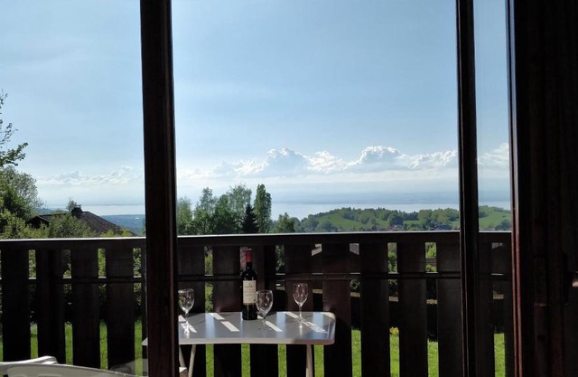 Modern 2 bedroom apartment with lake view, close to cablecar, ski slopes, restaurants and Lake Geneva
