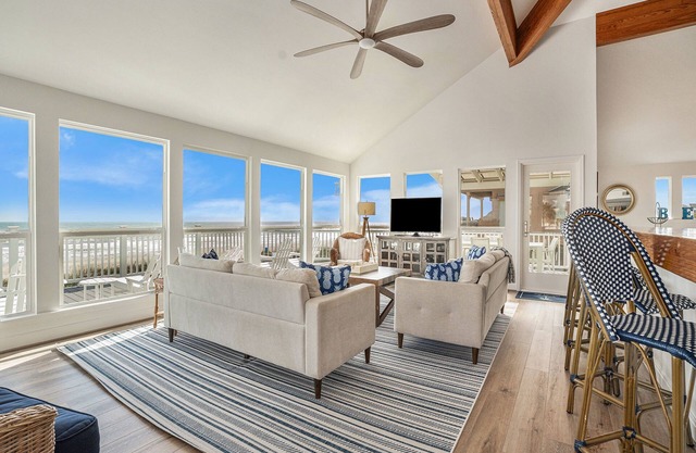 Modern Gulf-front beach house with multiple decks, washer/dryer, & central AC