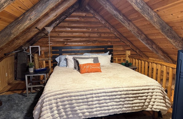Modern Rustic authentic log cabin on Borden Lake.