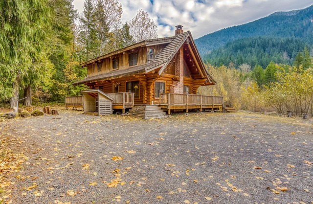 Mountain view, dog-friendly cabin with fireplace, washer/dryer, grill, & hot tub