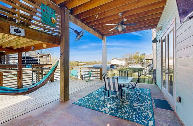 Multiple level lake house with full kitchen, private patio, deck & water views