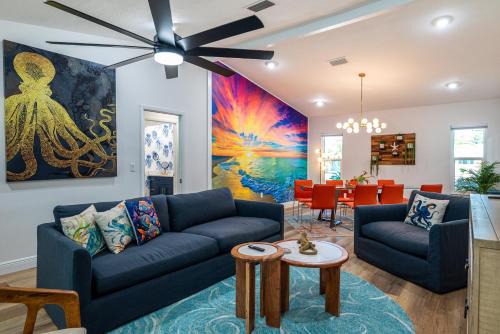 NEW! Blue Iguana! Tropical backyard oasis with heated pool, hot tub, fire table, and more!