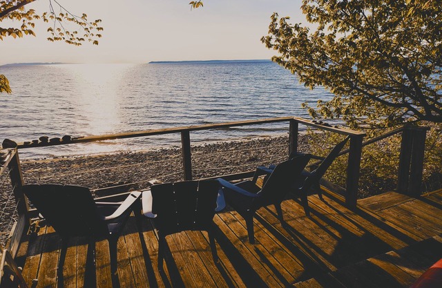 NEW! Waterfront Cottage on private Lake Michigan Beach with glorious sunsets