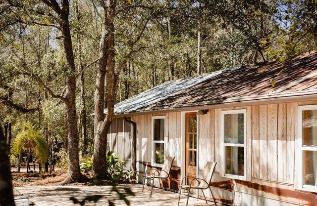 Newly renovated cottage on a quaint lake with ancient oak trees & ample privacy.