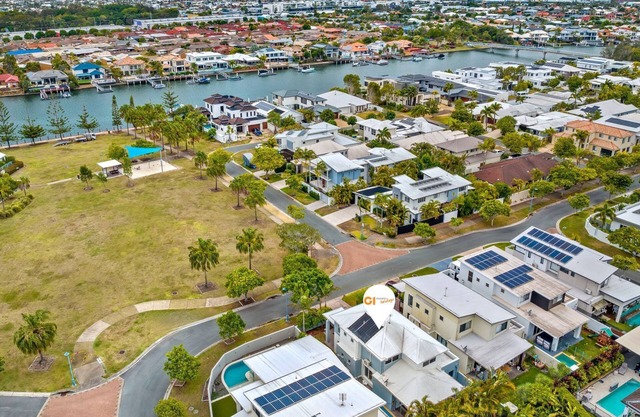 North-facing double storey home showcasing a delightful outlook across opposite waterfront parkland