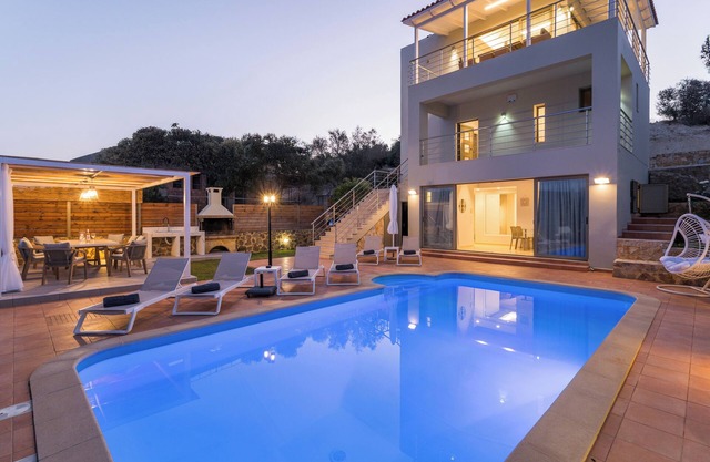 Olive Chrysi Luxury Villa with 4 bedrooms, private pool, and indoor plunge pool