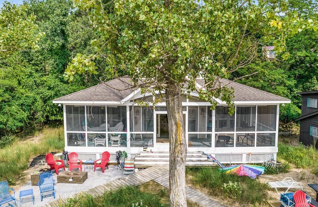 On the beach of Lake Michigan + views of Big Red