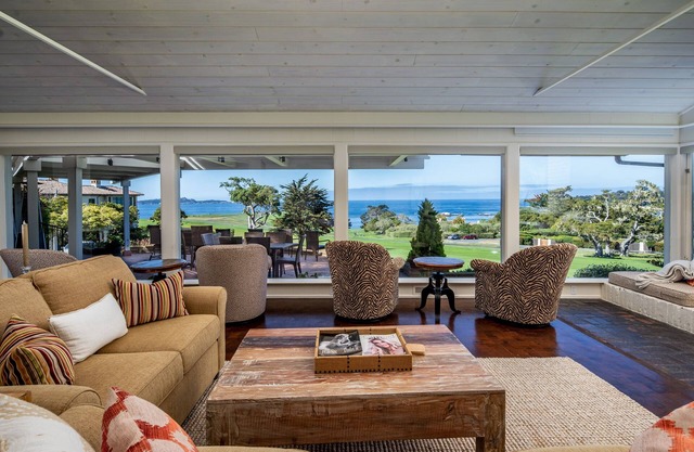 Perched on the 14th fairway of Pebble Beach Golf Links with spectacular views