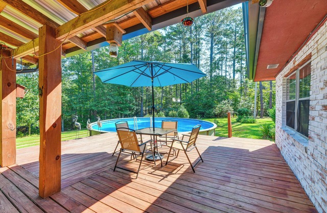 Pool & Deck: Pond-View Getaway in Newnan!