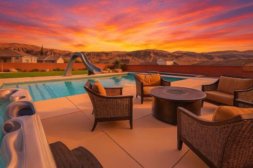 Pool & Hot Tub & Fire Pit & Water Slide
