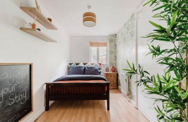 Private double room & private bathroom in our home