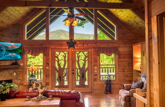 Cabina romántica de lujo cabina de una cama / 2 baños con vista a las montañas