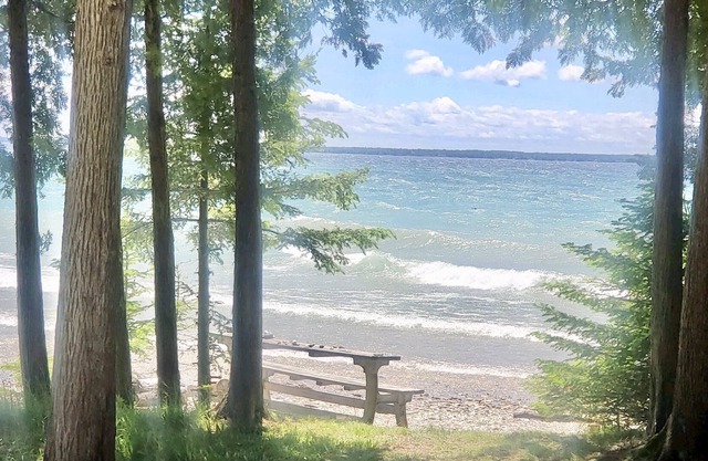 Remote cottage nestled along the shores of Lake Huron on Bois Blanc Island.