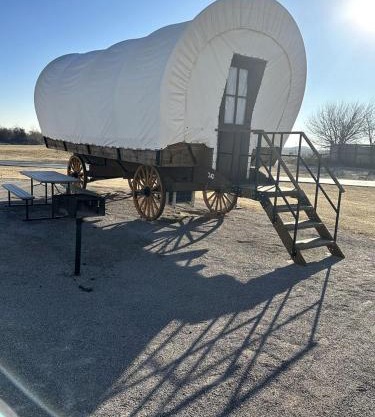 Rustic Conestoga Glamping Covered Wagon for Amazing Getaways to Oklahoma Farm