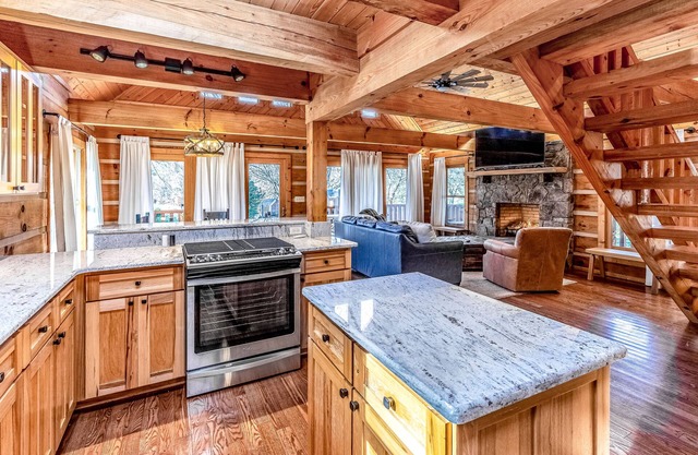 Rustic & Private Log Cabin w/ High-Speed WiFi, Wraparound Porch & Fireplace