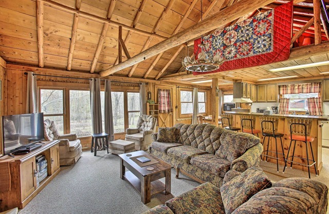 Rustic River View Cabin w/ Fire Pit, Games & Grill