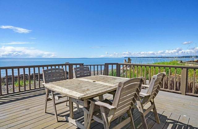 Sandy Point Sanctuary: 2BR Home w/ Stunning Ocean Views, Cozy Fireplace & Deck
