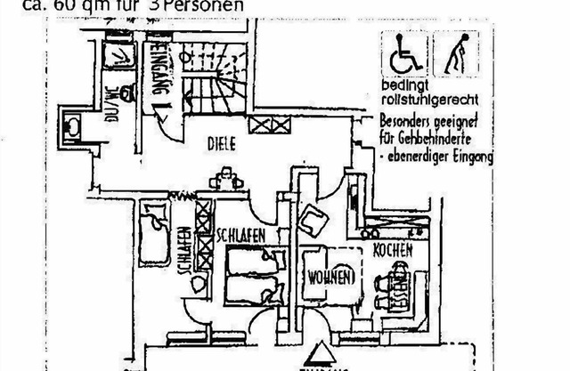 Schöne Ferienwohnung mit Terrasse für 1-3 Personen
