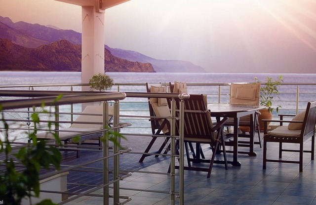 Sea views at Gonis apartment in Paleochora village. 20m from beach and amenities