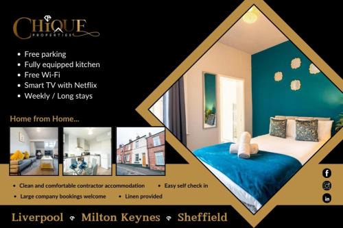 Sheffield Contractors Stays- Sleeps 6, 3 bed 3 bath house. Managed by Chique Properties Ltd