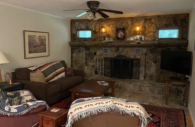 Sits across from lake burton. Some of the best hiking, fishing, hunting.