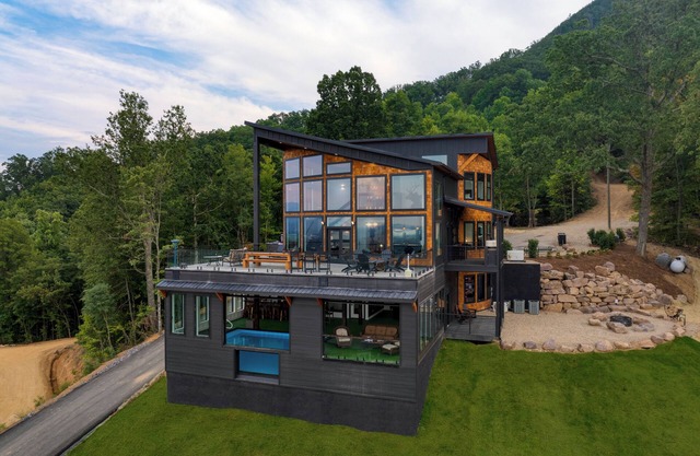 Skyline Sanctuary | Indoor Pool, Game Room, Firepit, Mountain Views, Luxe Design