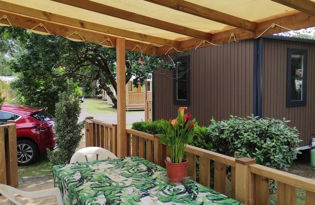 South Landes Mobile home 33m ² con aire acondicionado en el camping 3 * a orillas del lago