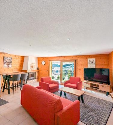 Spacieux appartement Morgins cheminée, terrasse et jardin