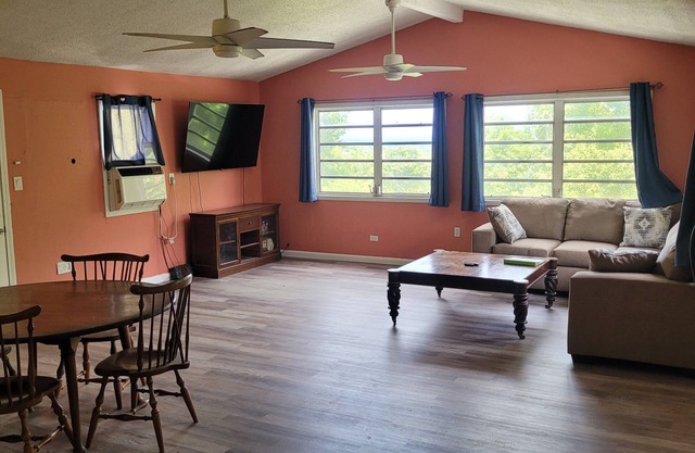 spacious 3 bed, 2 bath 2nd floor apt. w/ AC, Wi-Fi NOW ON SOLAR W/ BATTERY B/U