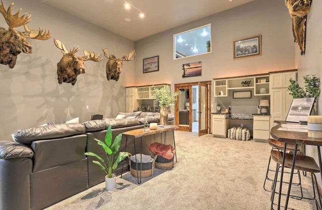 Spacious lake front apartment with boat launch and private dock.