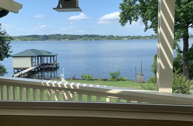 Spacious lakefront home with private dock and 2 living areas.