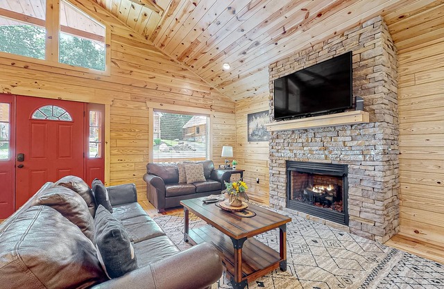 Spacious log cabin w/ hot tub, free attraction tickets, & screened-in porch