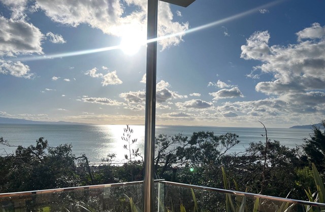 Stunning view, gorgeous interior, unique outdoor comforts.