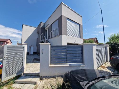 Stylish house terrace and garage