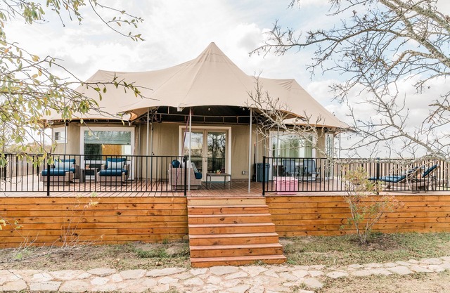 Sundowner Safari Tent at Wahwahtaysee Resort on the San Marcos River