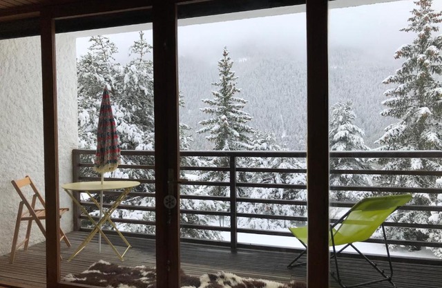 Superbe 2 pcs cabine terrasse vue féérique pistes et montagnes