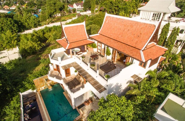 Thai Villa Melitta Bangrak Bohput, Beach, Pool, SeaViews, 6-enSuite, Full Villa, Luxury, AAA Location Koh Samui