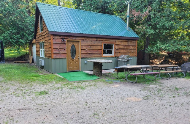 The "Bear Den" 500' Betsie river waterfront Guest home.