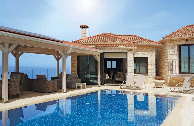 This attractive stone villa is set in an elevated position and commands wonderful views across the c