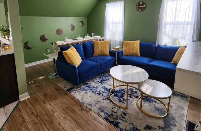 This is a private second-floor suite with its own entrance.