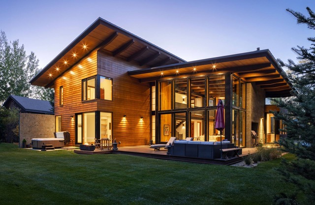 This modern mountain residence is located in Jackson Hole, Wyoming.