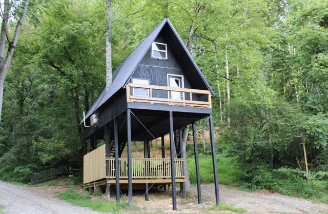 Tiny Treehouse Escape with Wi-Fi, Modern Amenities, BBQ Deck + Mountain Views